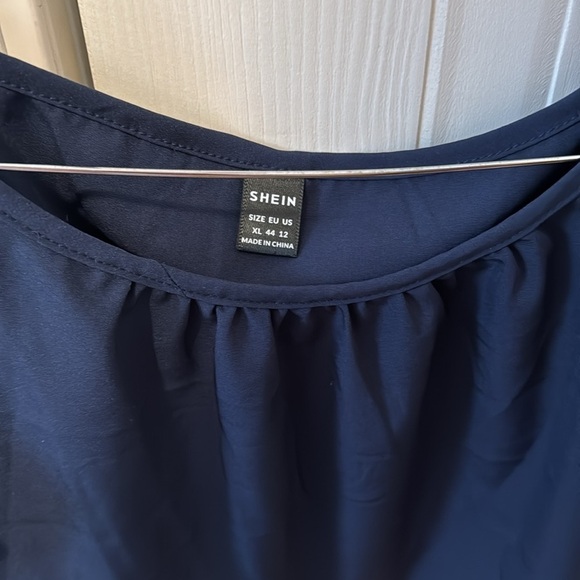 New condition SHEIN Color Block Red White and Blue Peplum top - Picture 2 of 3